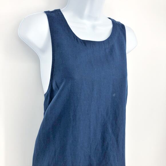 MADEWELL Cutaway Tank Mini Dress XL Indigo Blue High Neck Linen NL448 NWT - Picture 5 of 9